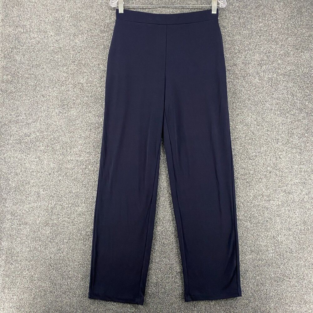 Susan Graver Pants Womens XSβ Navy Pull On Wide Leg Resort Lagenlook Trouser